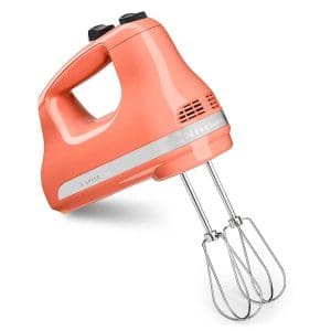 Pink Hand Mixer with Stainless Steel Beaters
